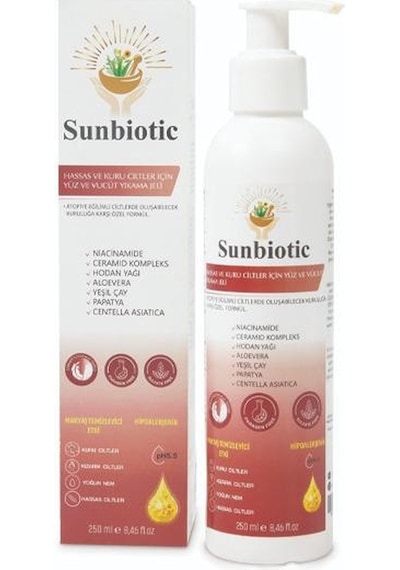 Sunbiotic Hipoalerjenik Hassas ve Kuru Ciltler İçin Yüz ve Vücut Temizleyici 250 ML