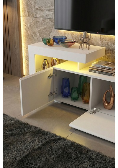 Burc Ledli Tv Ünitesi 200 Cm Beyaz Burc Ledli Tv Ünitesi 200 Cm Beyaz