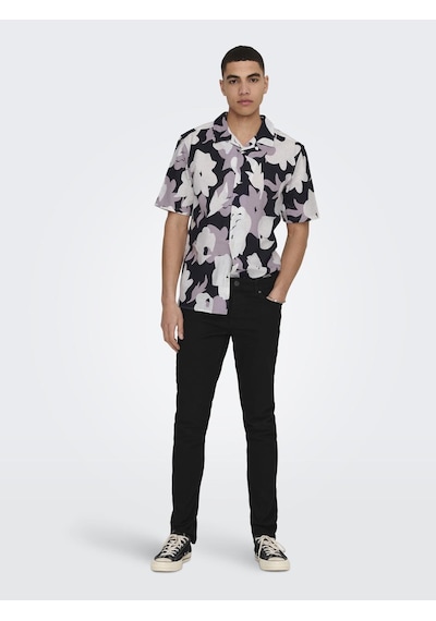 Only & Sons Onstrev Reg Ctn Lın Aop Ss Shırt Noos Erkek Pembe Kk Gömlek - 22025125 Pembe