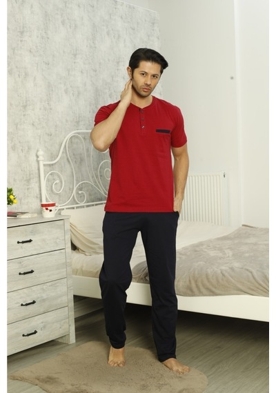 Alissa Erkek Pijama Şort 3 Lü Damat Çeyiz Seti 4010 Bordo