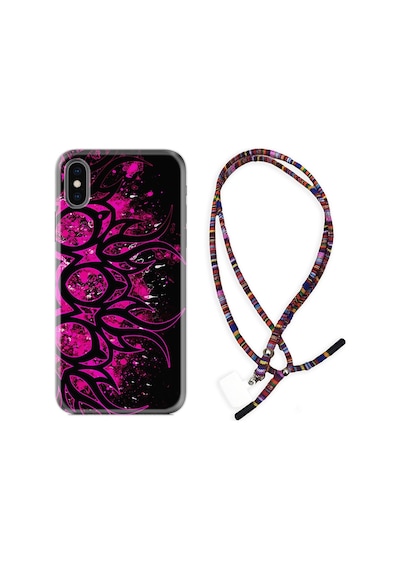Apple Uyumlu iPhone XS Max Kılıf Rasta Boyun Askılı Purple Knife 1692