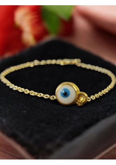 Nazar Boncuk Figürlü Altın Kaplama Kadın Bileklik Gold