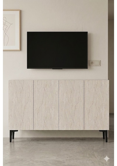 Ka1299bt Aplos Konsol Ve Tv Sehpası Beyaz-traverten 120cm
