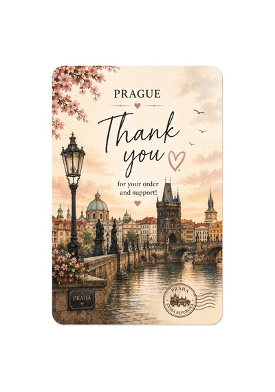 Prague Temalı Thank You Kartı 8x5 Cm Sipariş Teşekkür Kartı Paket Içi Not Kartı 100 Adet