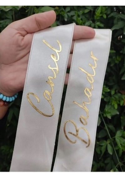 Gelin Damat Isimli Tören Takı Kurdelesi 2 Adet B-37