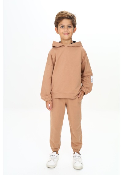 Toontoy Kids Toontoy Erkek Çocuk Arma Detaylı Eşofman Takımı Kahverengi