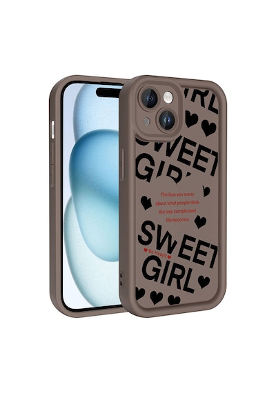 More Tr Apple Uyumlu iPhone 15 Kılıf Kamera Korumalı Baskılı Arka Yüzey Mtr Klas Kapak - Açık Kahve