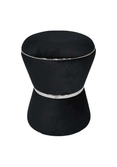 Fine Black-silver Puf Siyah