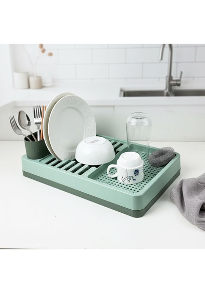 Aqua Gri Tezgah Üstü Bulaşıklık - 42x26x12 Cm Pratik Tabak Ve Bardak Kurutma Rafı - Modern Mutfak Organizeri 2 Renk Seçeneği Yeşil Diğer