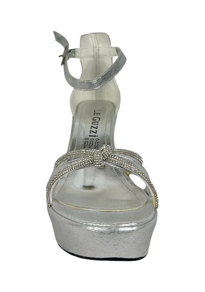 Matzeliger Mzg1065 Gümüş Kadın Dolgu Topuklu Taşlı Ayakkabı
