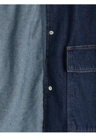 LC Waikiki Lcw Everyday İndigo Gömlek Yaka Kadın Jean Ceket Dark Rodeo