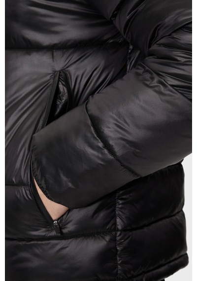 EA7 Logolu Kapitoneli Regular Fit Kapüşonlu Şişme Mont Erkek MONT 6DPB71 PN2MZ 1200 Siyah