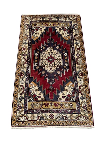 El Dokuma Sıfır Yahyalı Halısı 110x190 Kök Boya %100 Yün Halı Renkli