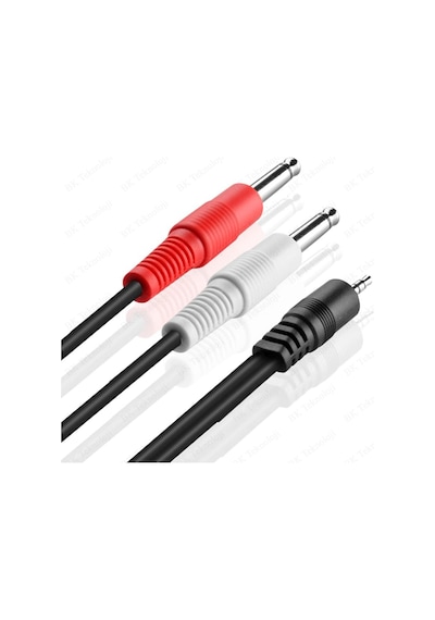 3.5mm 1/8" TRS - 2 x 6.35mm 1/4" TS Mono Y Ayırıcı Kablo - 5 M.