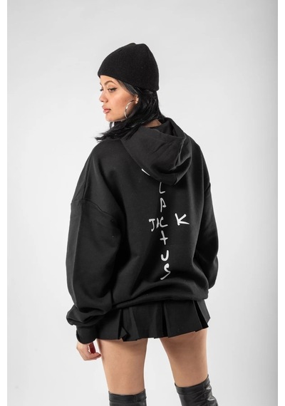 Startmore Cactus Jack Sırt Baskılı Oversize Unisex Beyaz Siyah