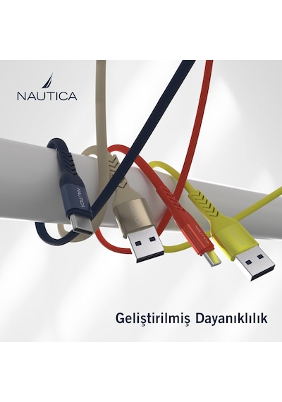 Nautica C20 Type-C to USB-A 22.5W Hızlı Şarj ve Data Kablosu 2.1M Kırmızı