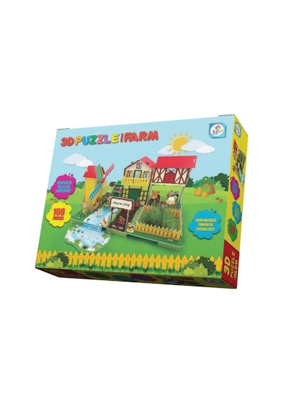 3d Puzzle Farm - Eğitici Çiftlik Temalı Yapboz Ve Ekim Seti 108 Parça