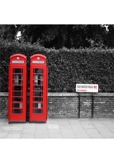 Londra Kırmızı Telefon Kulübeleri Ve Otobüs Doğal Taş Bardak Altlığı 4'lü Set - Natural Stone Coasters - Taş Kırmızı