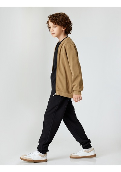 Koton Basic Jogger Eşofman Altı Beli Bağlamalı Şardonlu Siyah 5wkb40146tk Siyah