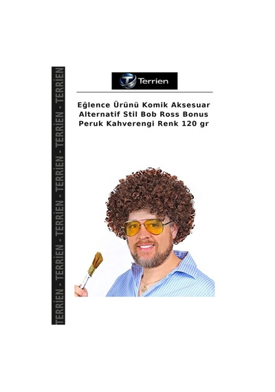 Eğlence Ürünü Komik Aksesuar Alternatif Stil Bob Ross Bonus Peruk Kahverengi Renk 120 Gr