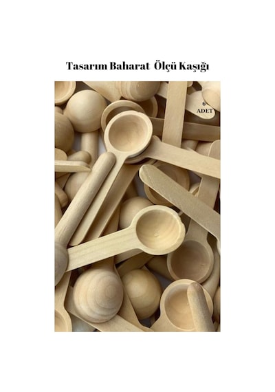 Kamptek Ahşap Yuvarlak Tasarım Mini Baharat Servis Ölçü Kaşığı 6 Adet Set Ahşap