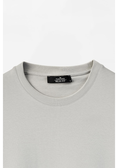 Tudors Unisex Relax Fit Rahat Kesim Yumuşak Dokulu Basic Bisiklet Yaka Gri Tişört-30835-Gri