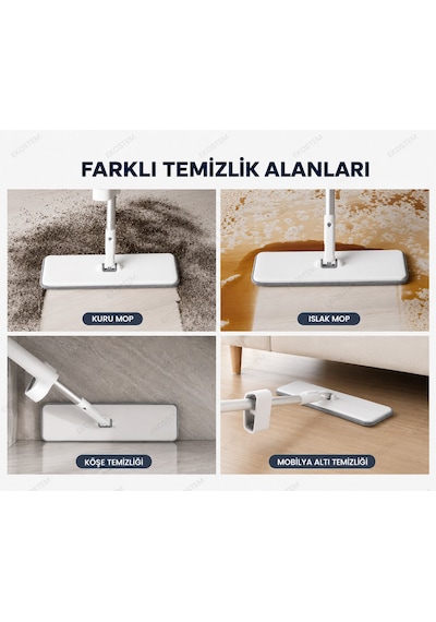 Kendinden Sıkmalı Kendini Temizleyen Mikrofiber Mop Su Hazneli Yer Mopu Fayans Duvar Yüzey Temizlik