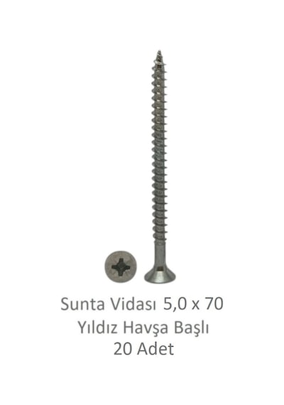 Sunta Vidası 5,0x70, 20 Adet Tam Diş Snt Yhb Vida