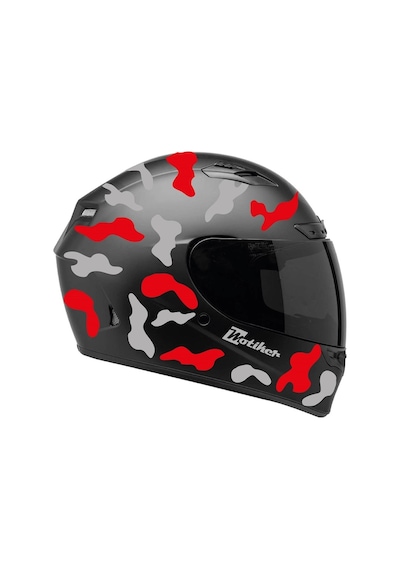 Gri Kırmızı Kamuflaj Kask Sticker Modeli