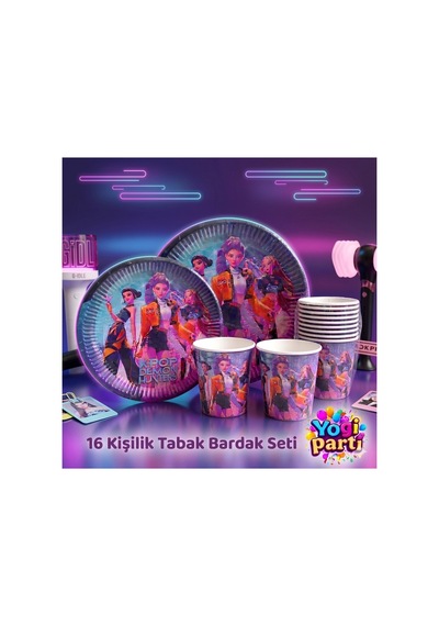 K -pop Tabak Bardak Seti 16 Kişilik Mor Tüm Yaşlar