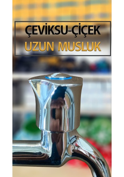 Çiçek Model Uzun Tip Pirinç Musluk 1/2'' Krom Kaplama Bahçe Balkon Su Musluğu
