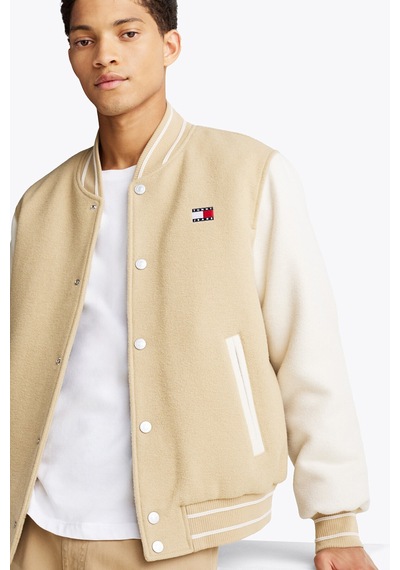 Tommy Jeans Regular Fit Bej Erkek Ceket Dm0dm20216act Tjm Wool Blend Vrsıty Bej