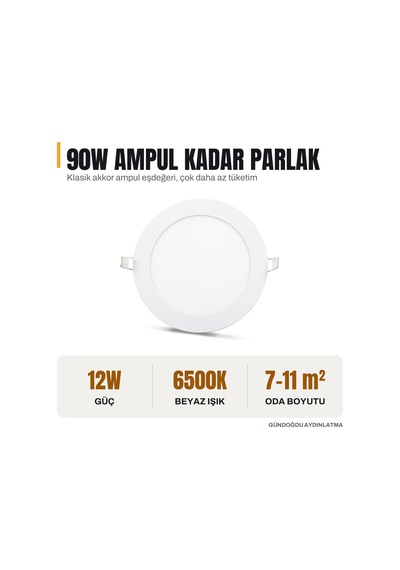 Noas 12w Led Sıva Altı Slim Panel Beyaz Işık - Yl10-1200