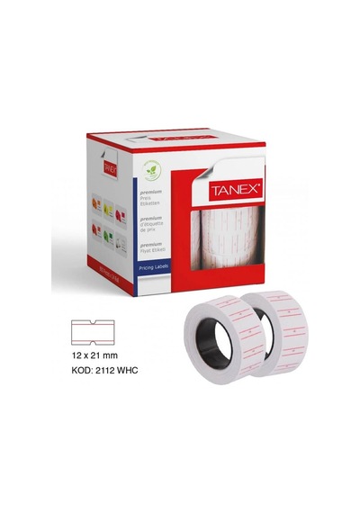 Tanex Fiyat Etiketi 12x21 Çizgili Beyaz 800'lü 12'li Paket 50