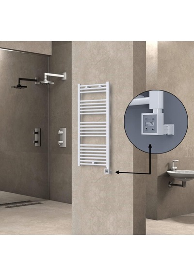 Haiti Elektrikli Havlupan 500x1100 Düz Beyaz Parlak Ktx3 Termostat 600 Watt