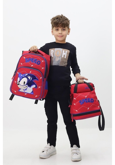 Kirpi Sonic Erkek Çocuk 3 Lü Okul Çanta Seti Özel Tasarım Sırt Çantası Beslenme Çantası Kalemlik Pembe