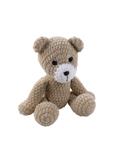 Bebegen Amigurumi Bej Renk Kadife Ayıcık Oyuncak Çok Renkli