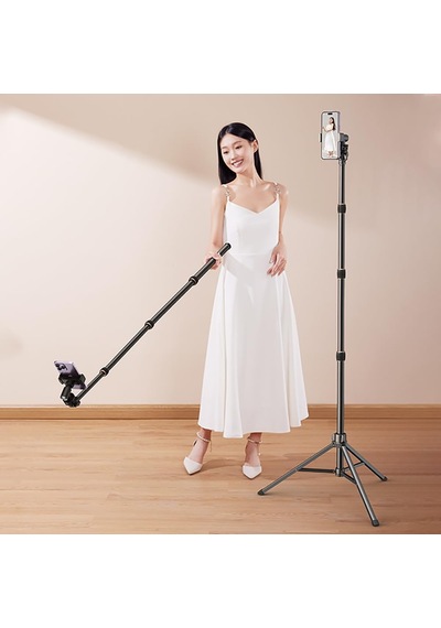 Tr Bluetooth Kumandalı Alüminyum Tripod Işık Standı 180 Cm Telefon Tutucu Stand Yüksek Açı Çekim Canlı Yayın