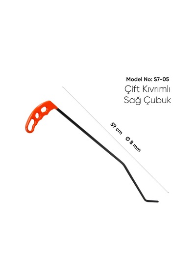 59 Cm 8 Mm Çap Sağlı Sollu Çift Kıvrımlı Sağ Boyasız Göçük Düzeltme Çubuğu - S7-05, Pdr Çubuk