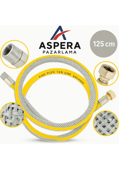 125 Cm Doğalgaz Flex Bağlantı Hortumu - Gaz Flexi Boru Ocak, Fı