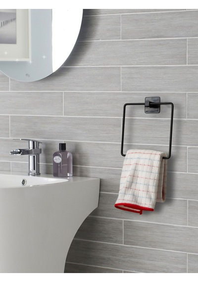 Yapışkanlı Kolay Monte Kare Havluluk Banyo Havluluğu Kare Pratik Askılık Siyah Diğer