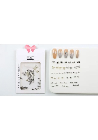 48li Yıldız Ve Kurdela Metal Tırnak Süsleme Charm Nail Art Charm Taşları Wn-520