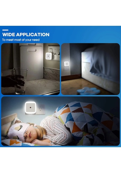 Fotoselli Led Gece Lambası, Beyaz Işık Sensörlü Gece Lambası, 1 Watt Beyaz Renk Led Gece Lambası Ilık Beyaz