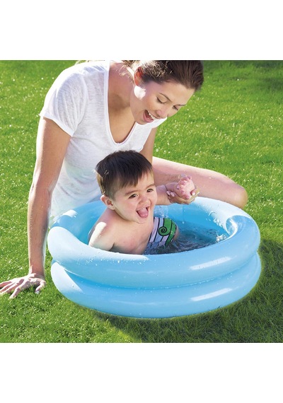 Şişme Bebek Havuzu 61x15 2 Halkalı Mavi 51061 Çok Renkli