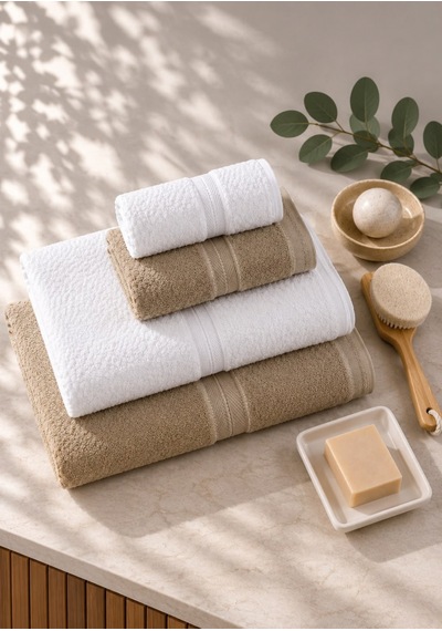 Can 4 Lü Hamam Seti 2 Adet 90 140 Ve 2 Adet 50 90 Kahverengi