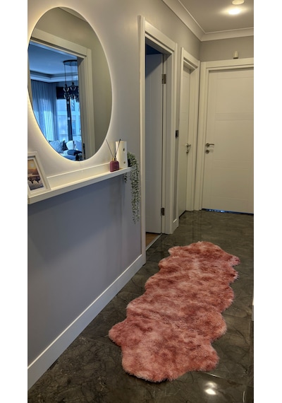 Batik Tavşan Somon Yumuşak Dokulu Peluş Halı Çift Kafa Post