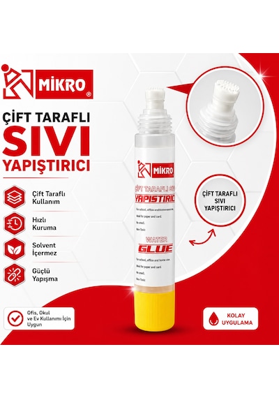Mikro Çift Taraflı Sıvı Yapıştırıcı 5 Adet Güçlü Yapışma Hızlı Kuruyan Kağıt Karton Ahşap Tutkalı