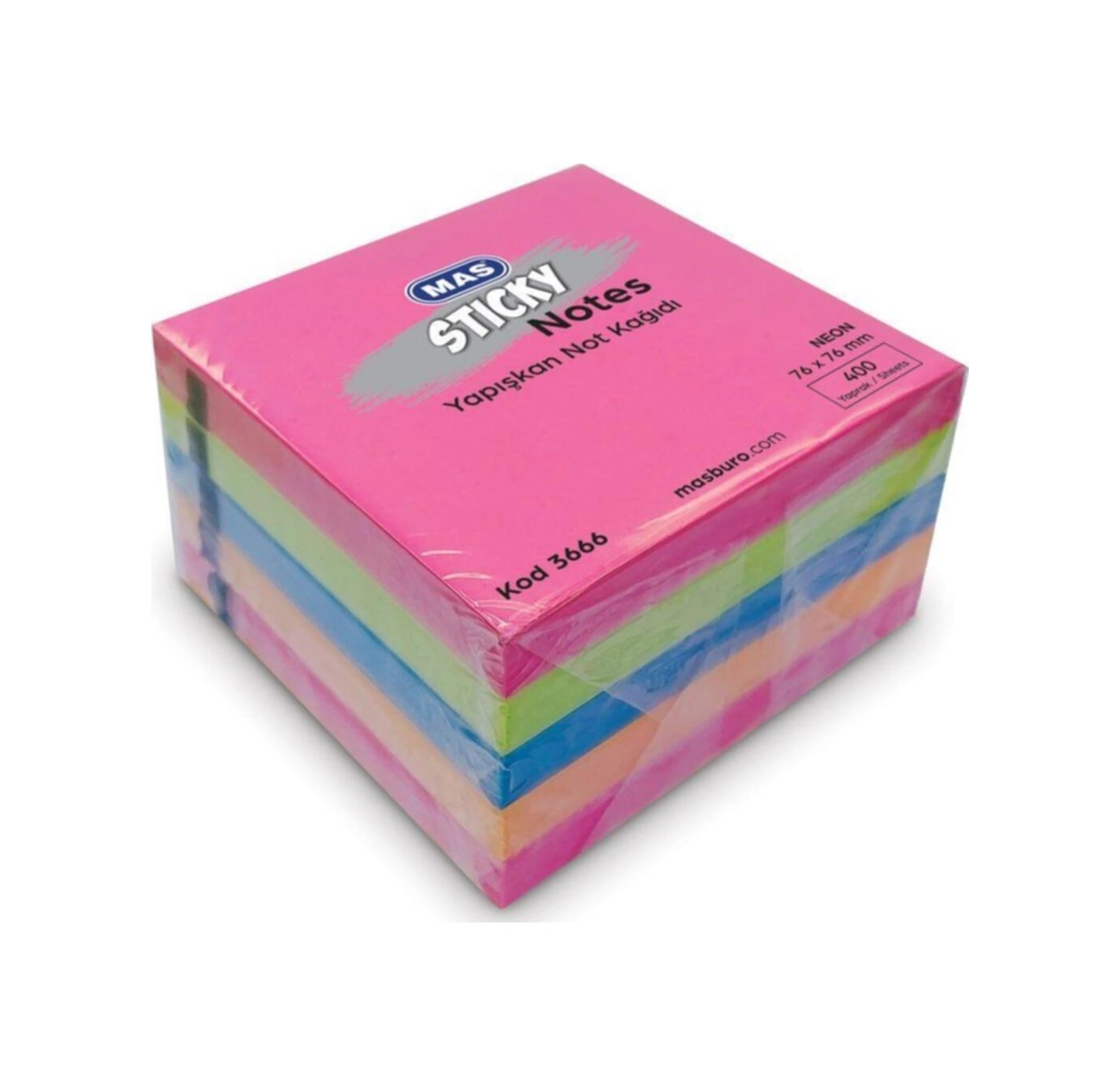 Yapışkanlı Not Kağıdı 400 Sayfa 76x76mm Neon 3666