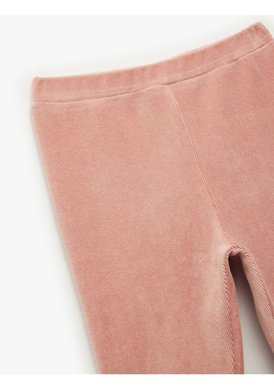 Koton Beli Lastikli Uzun Kadife Tayt Pembe 7wkg40010ak Gül