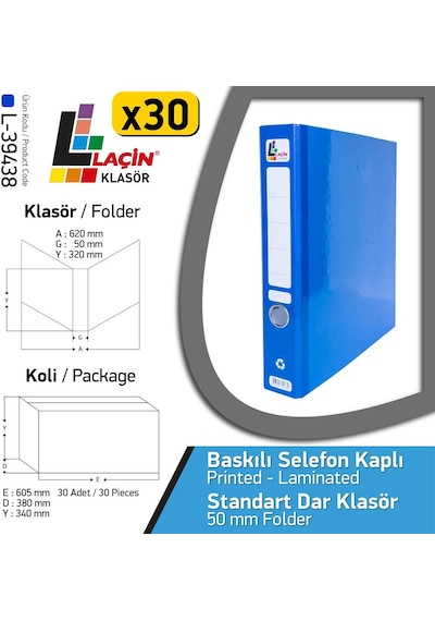 Laçin Klasör Selefonlu Dar 30 Adet 1 Koli